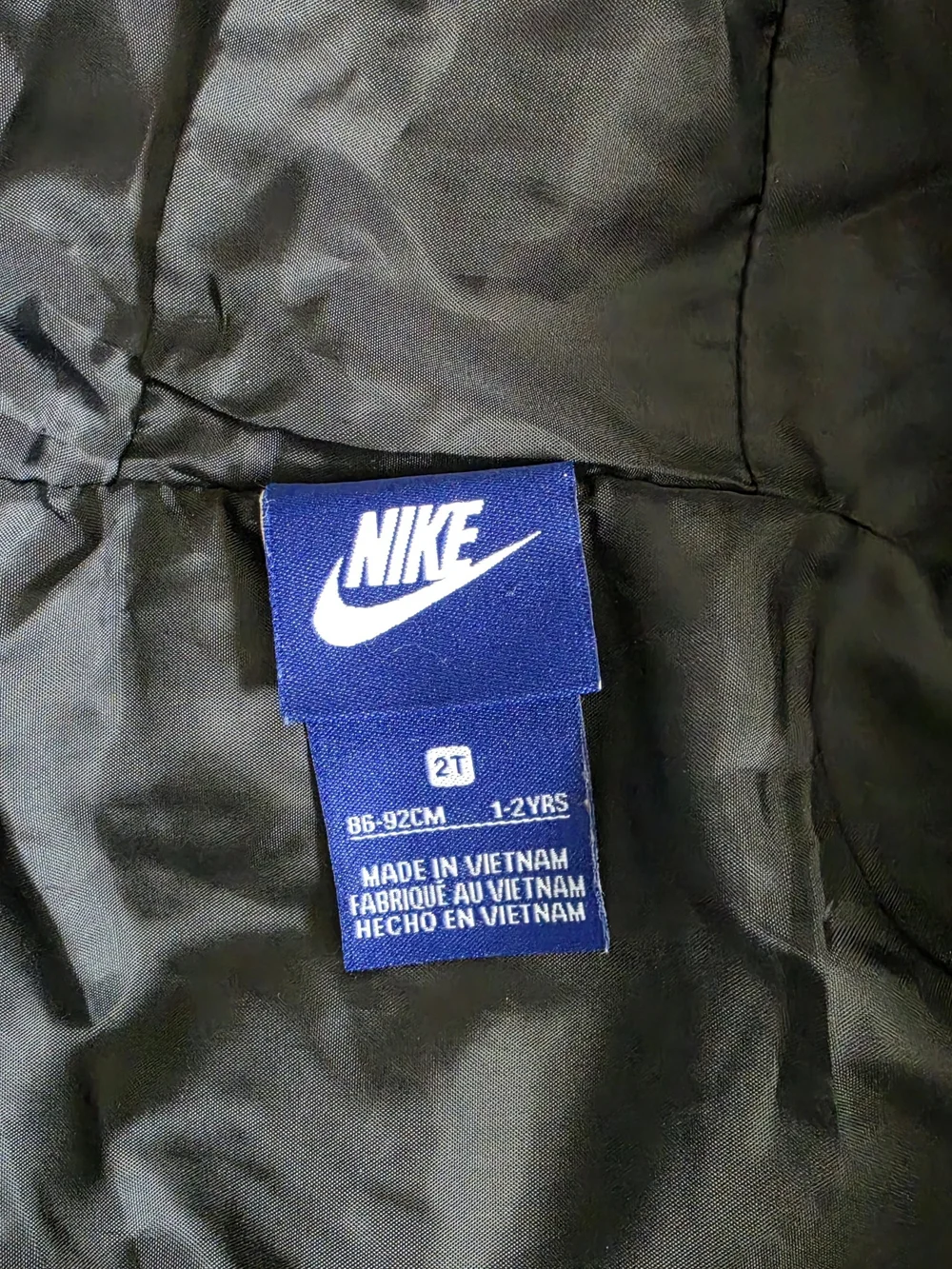 Nike Toddler Puffer Jacket Black White Just Do It Print Size 2T